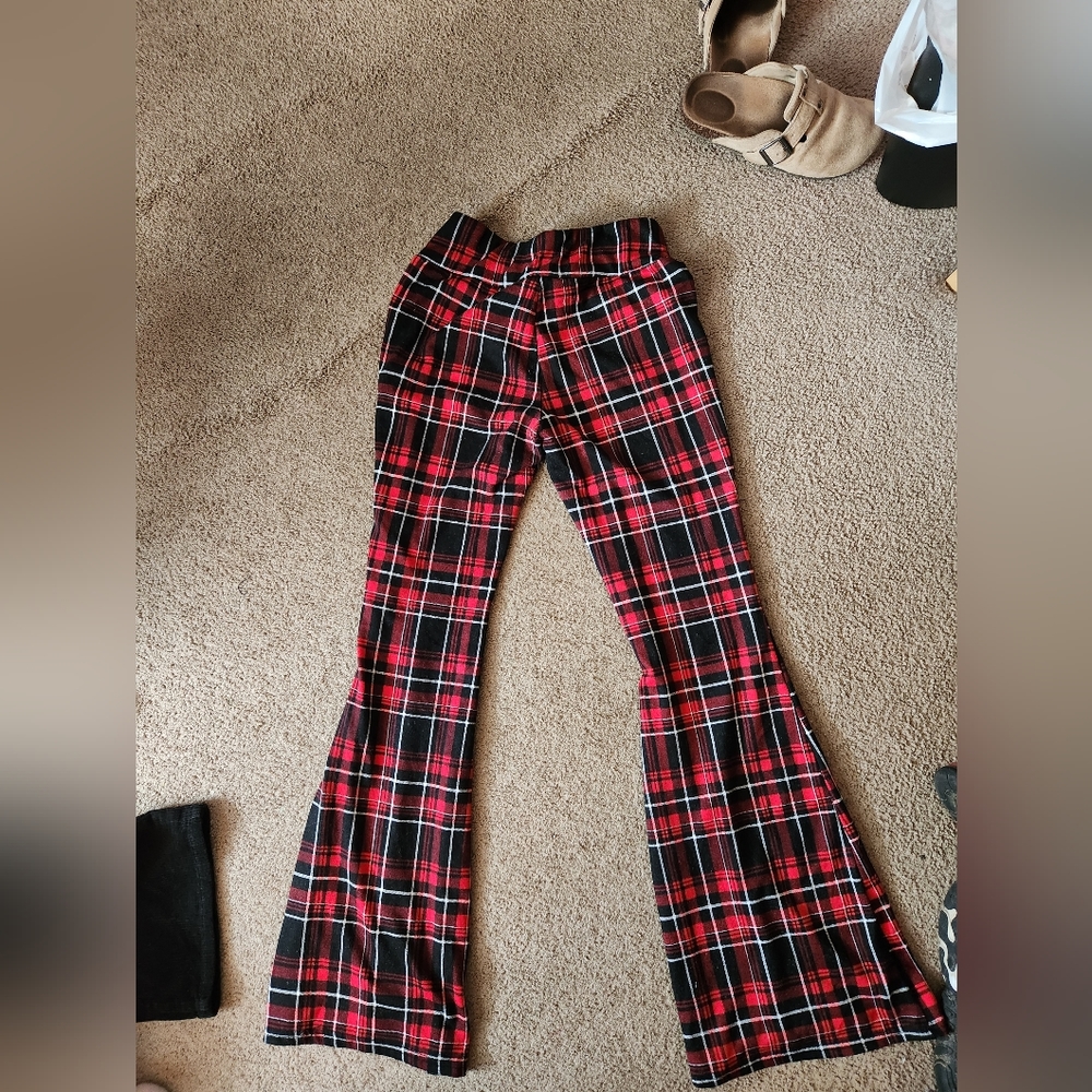 Red Plain Flare Leggings